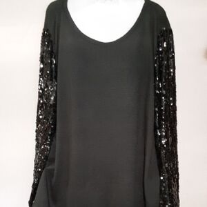 Forest Green Sequin Sleeve Women's Top